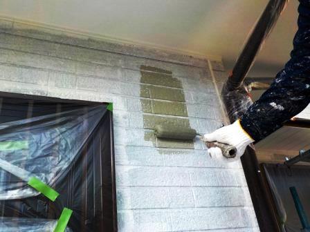 大治町　淡いグリー系　和風住宅　外壁塗装　施工例　外壁上塗り　イメージ